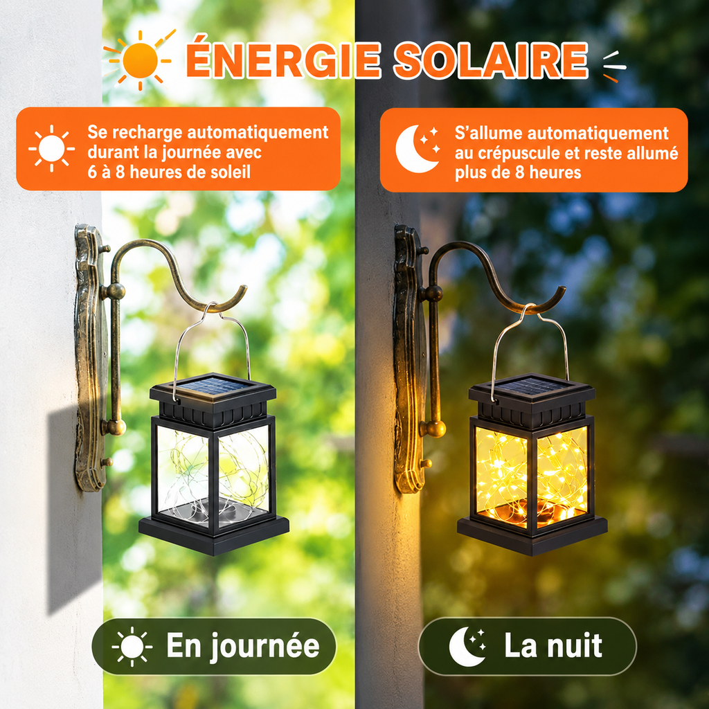 Lanterne Solaire Extérieure à Guirlande LED