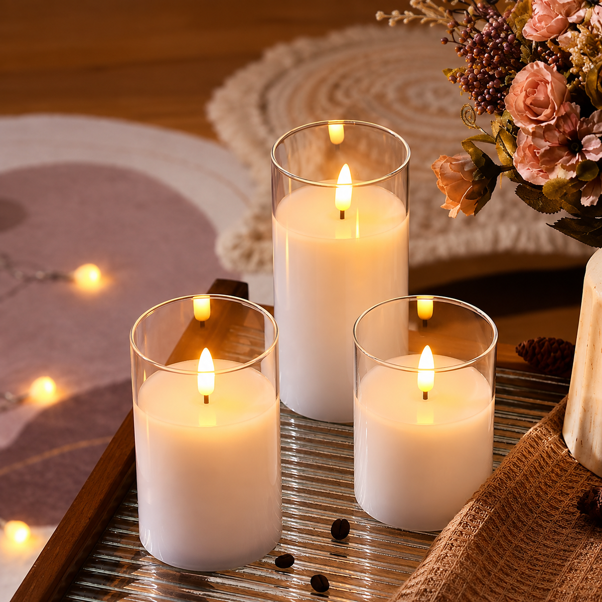 Bougies LED en Verre Acrylique Flamme 3D