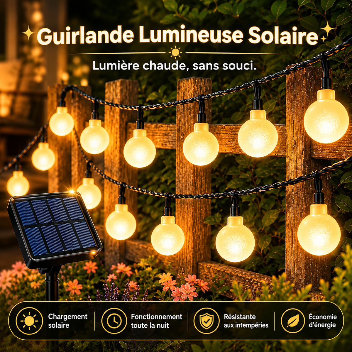 Guirlande Lumineuse Solaire Extérieure Guinguette