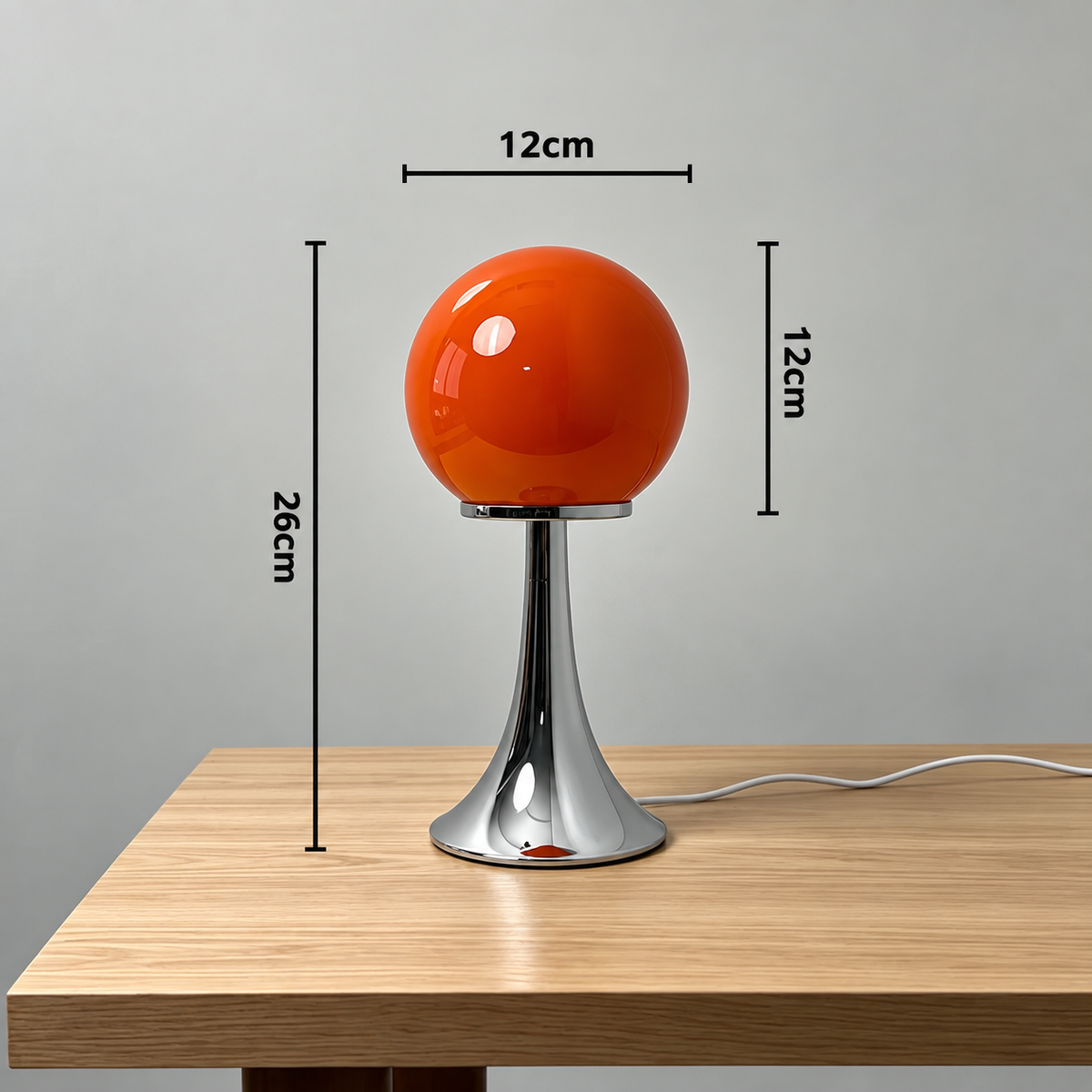 Lampe de Chevet Globe en Verre & Pied Trompette