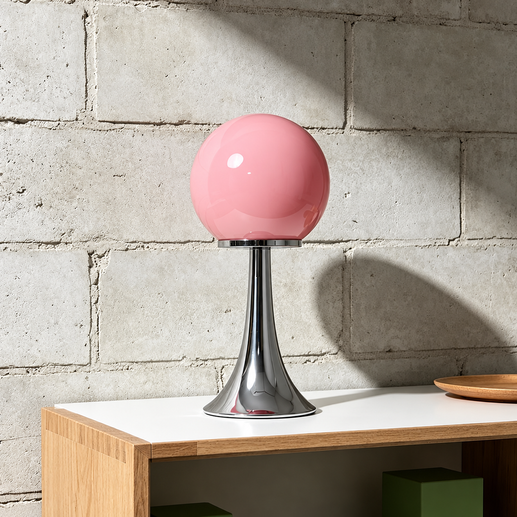 Lampe de Chevet Globe en Verre & Pied Trompette