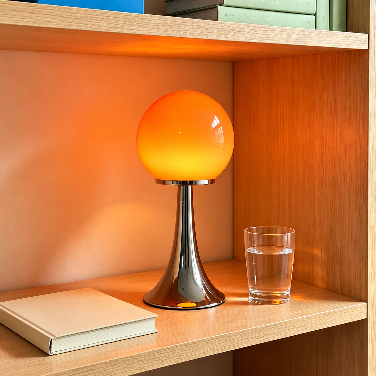 Lampe de Chevet Globe en Verre & Pied Trompette