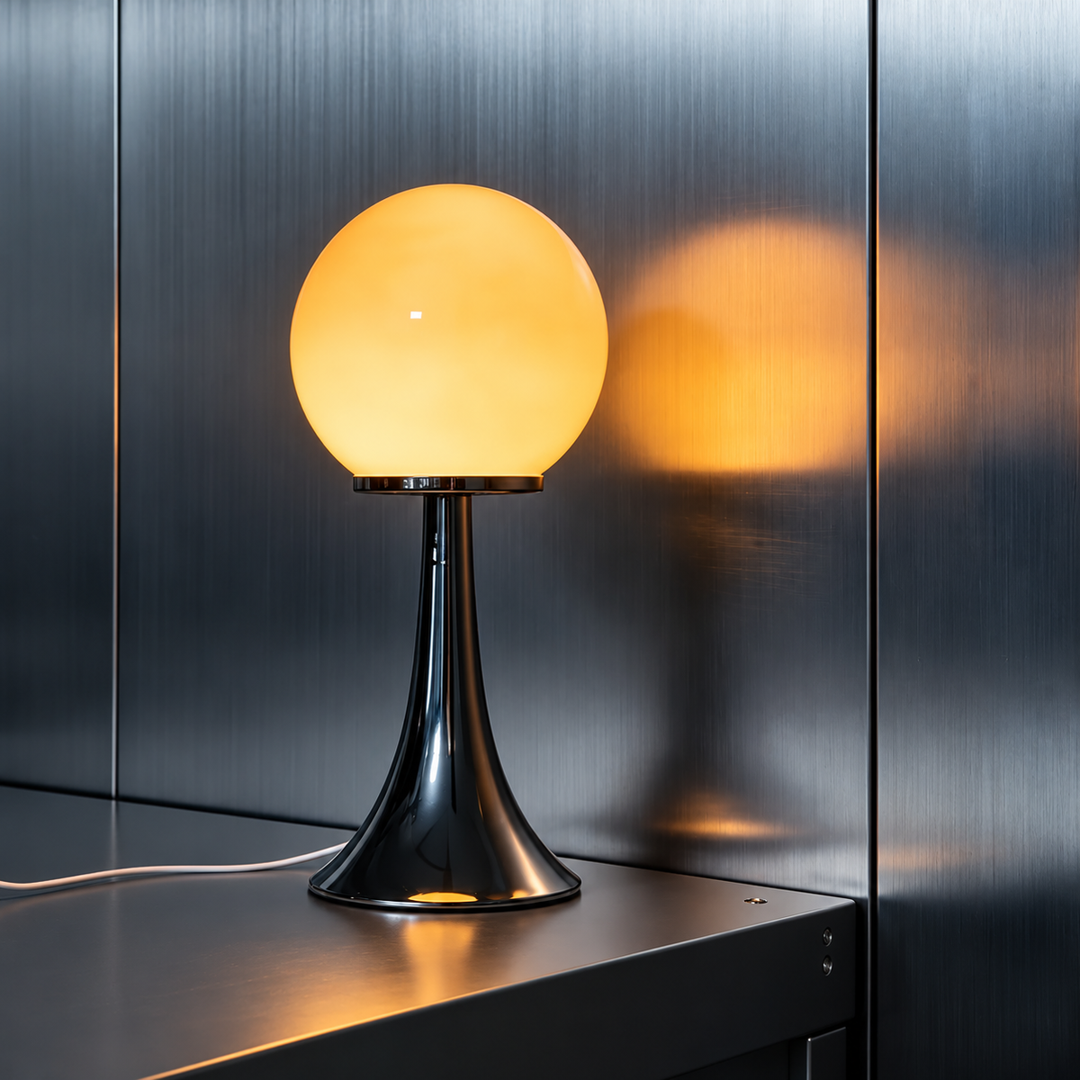Lampe de Chevet Globe en Verre & Pied Trompette