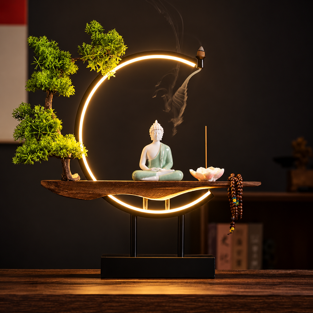 Brûle-Encens Bouddha LED Anneau Lumineux