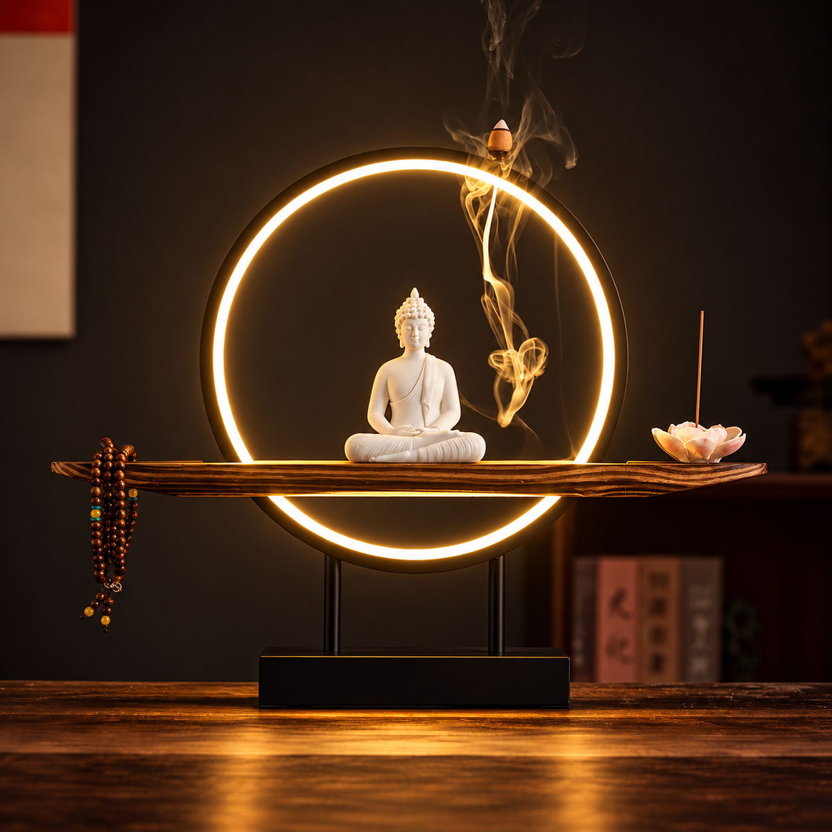 Brûle-Encens Bouddha LED Anneau Lumineux