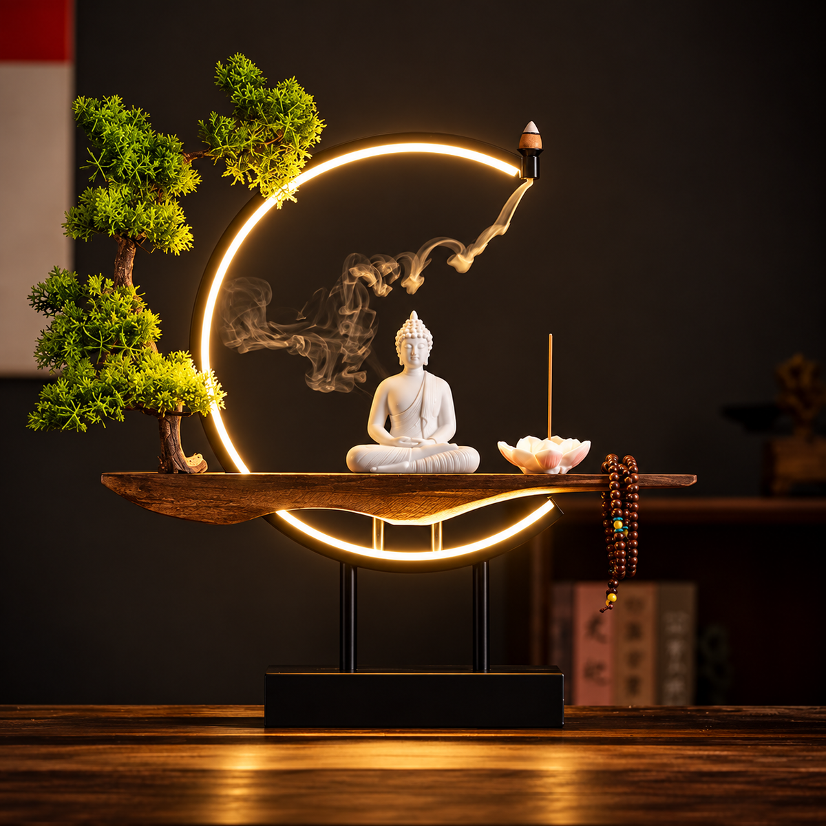 Brûle-Encens Bouddha LED Anneau Lumineux