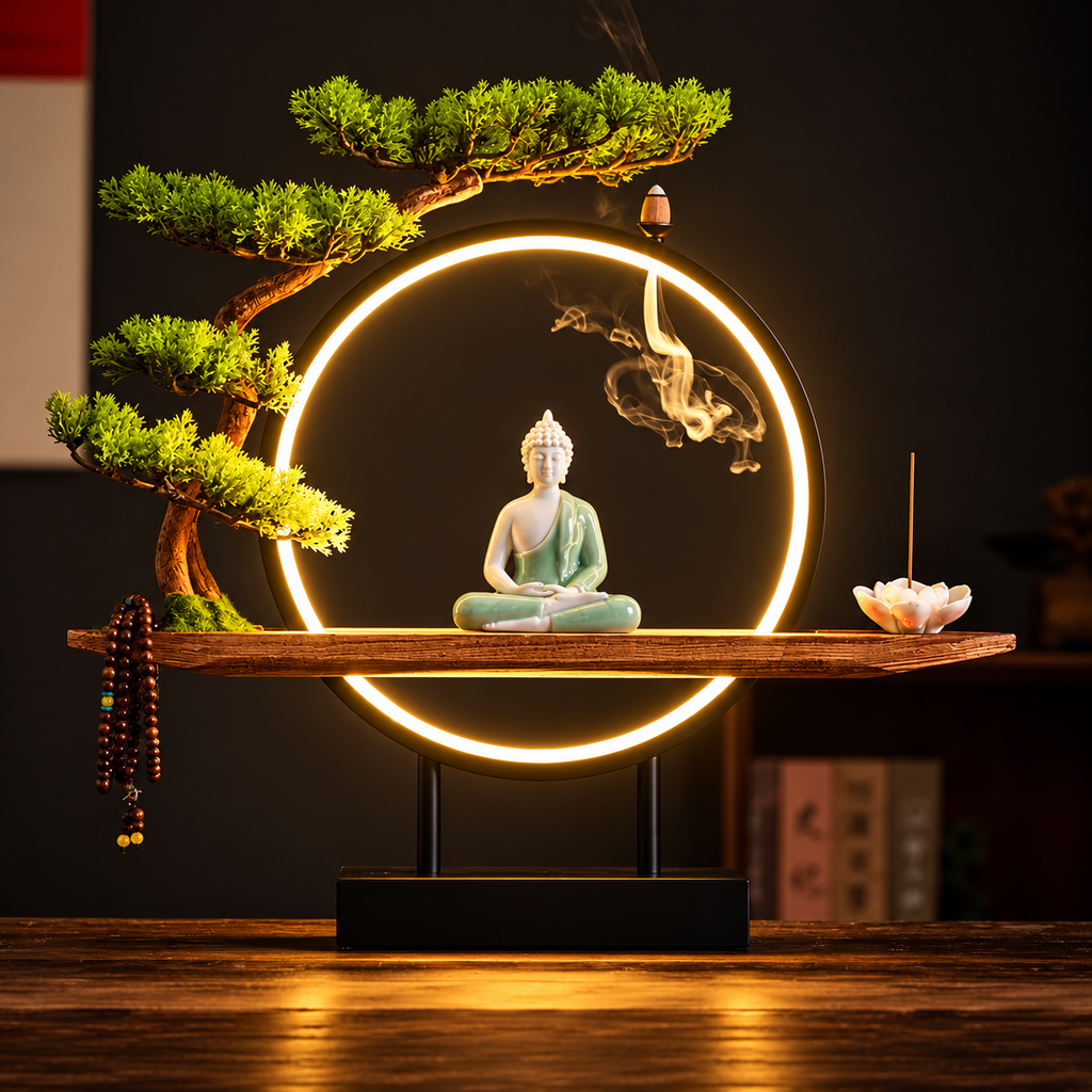 Brûle-Encens Bouddha LED Anneau Lumineux