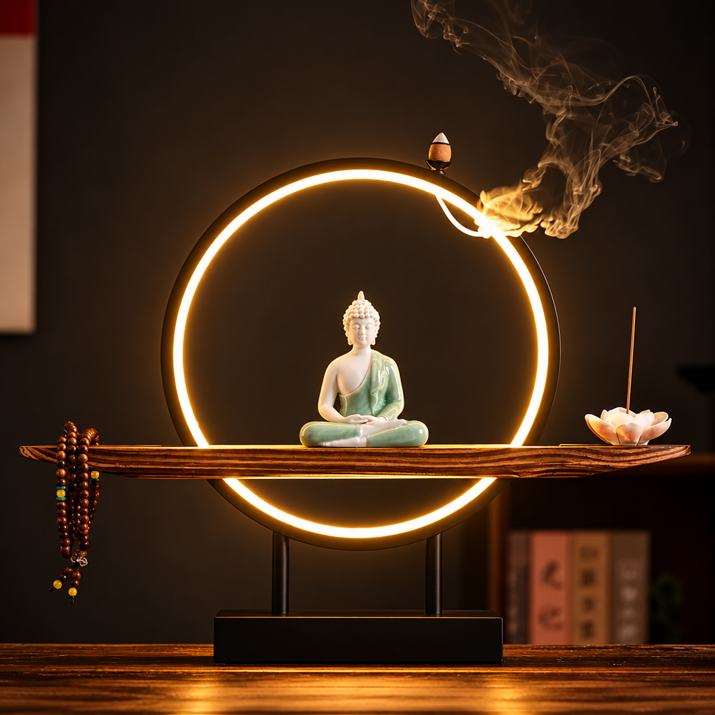 Brûle-Encens Bouddha LED Anneau Lumineux