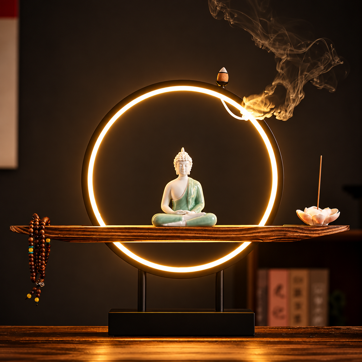 Brûle-Encens Bouddha LED Anneau Lumineux