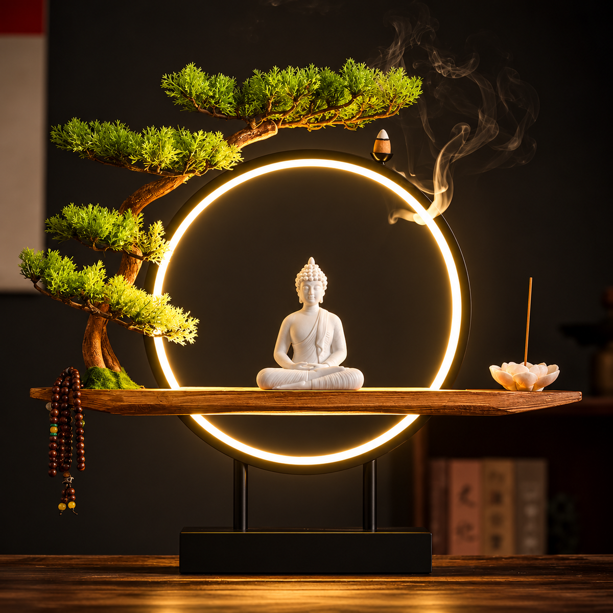 Brûle-Encens Bouddha LED Anneau Lumineux