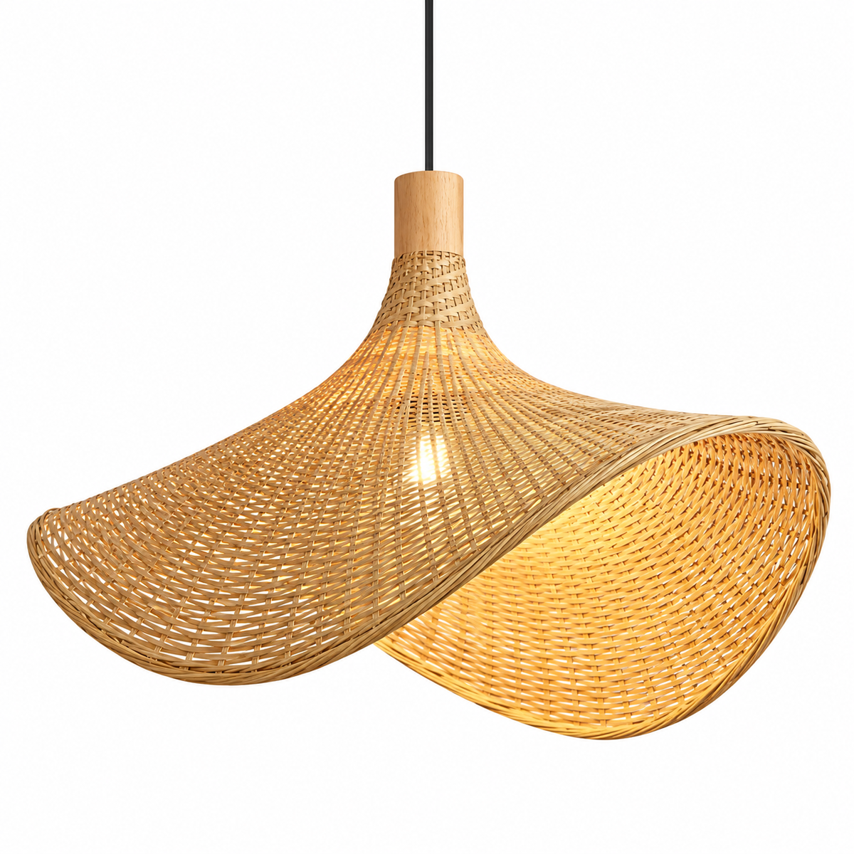 Suspension en Bambou Tissé Chapeau Japonaise