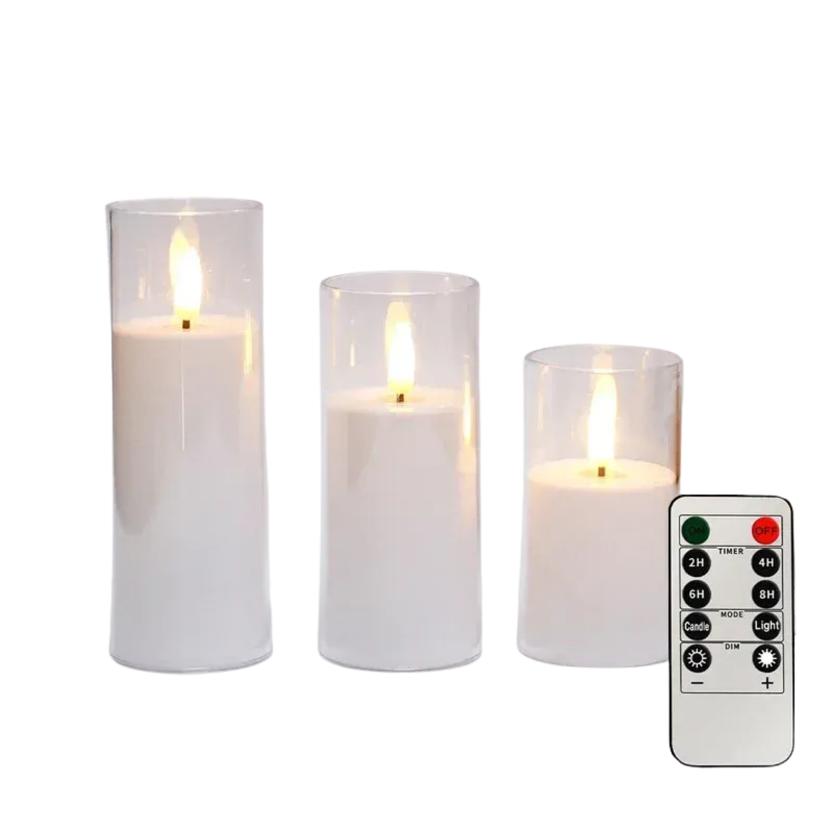 Bougies LED en Verre Acrylique Flamme 3D