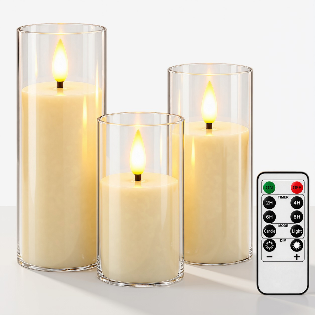 Bougies LED en Verre Acrylique Flamme 3D
