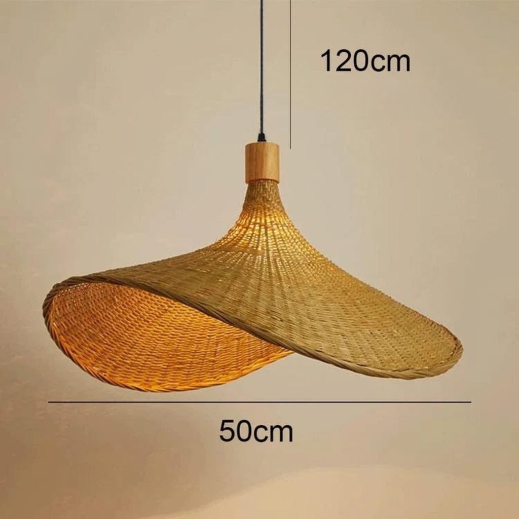 Suspension en Bambou Tissé Chapeau Japonaise