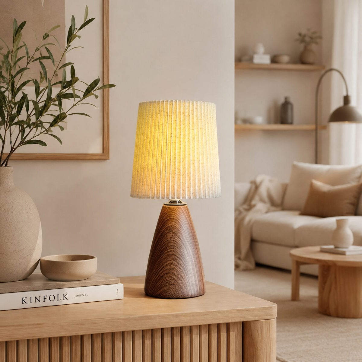 Lampe de Chevet Plissée en Céramique