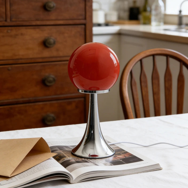 Lampe de Chevet Globe en Verre & Pied Trompette