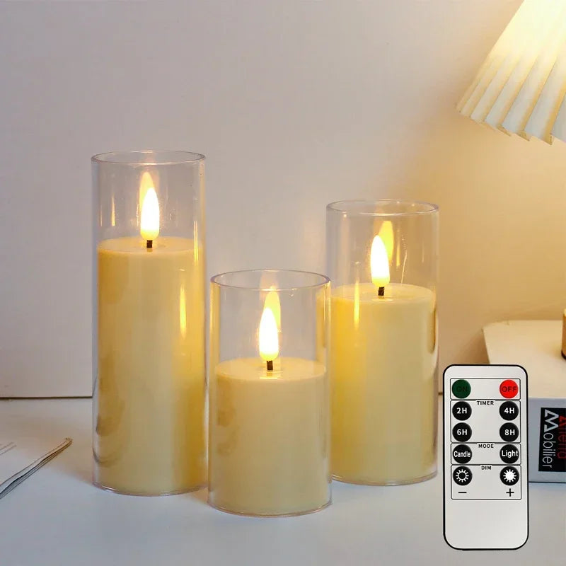 Bougies LED en Verre Acrylique Flamme 3D