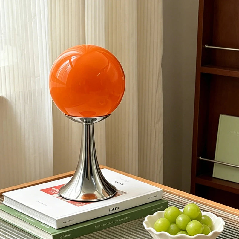Lampe de Chevet Globe en Verre & Pied Trompette