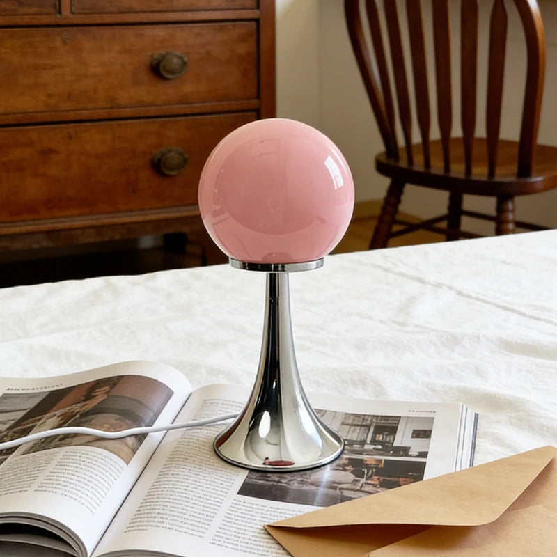 Lampe de Chevet Globe en Verre & Pied Trompette