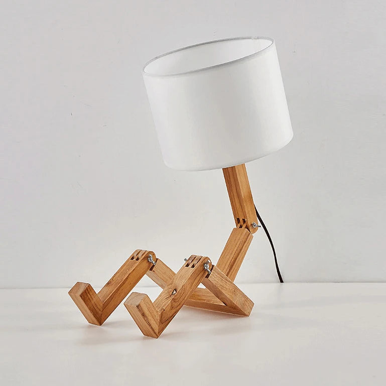 Lampe de Chevet Robot en Bois Articulé