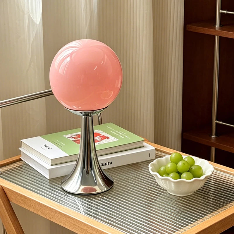 Lampe de Chevet Globe en Verre & Pied Trompette
