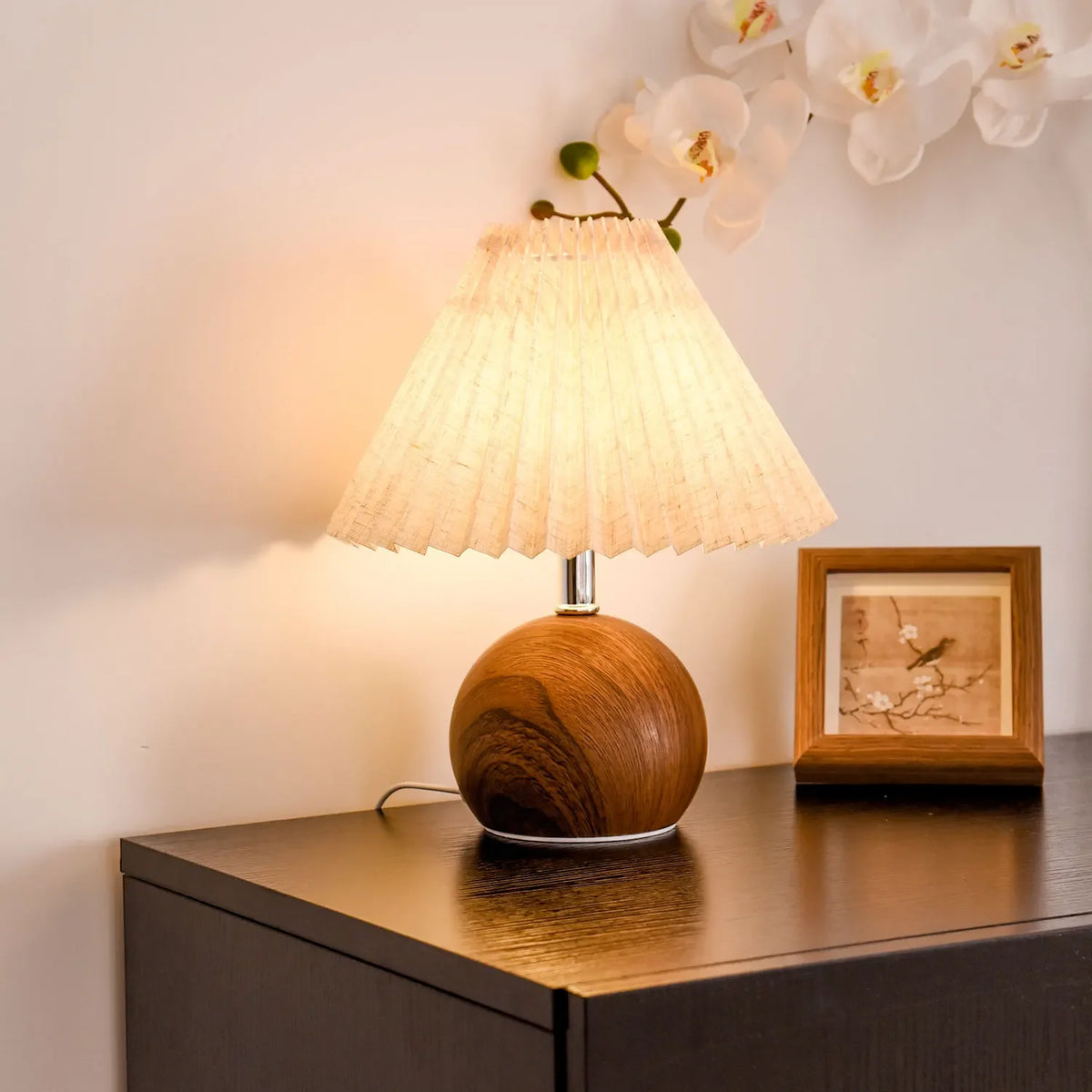 Lampe de Chevet Boule en Bois