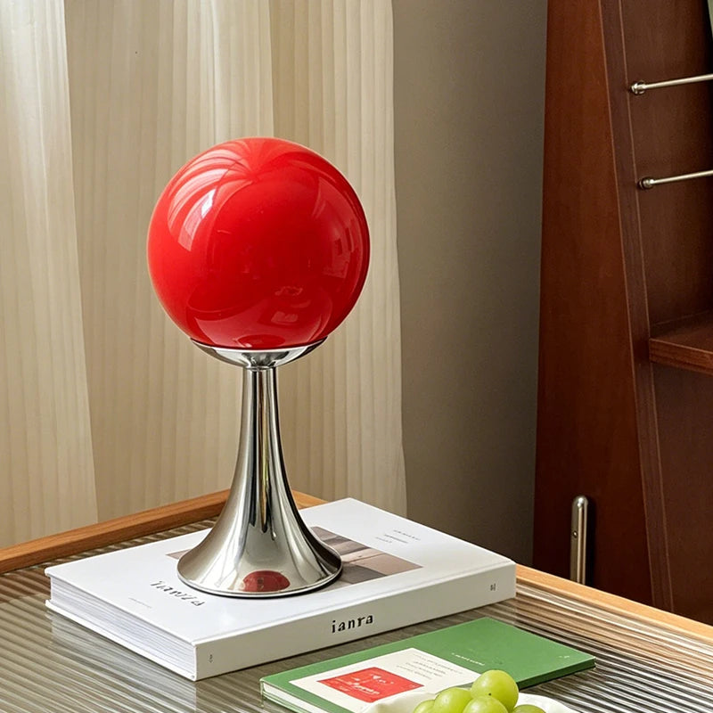 Lampe de Chevet Globe en Verre & Pied Trompette