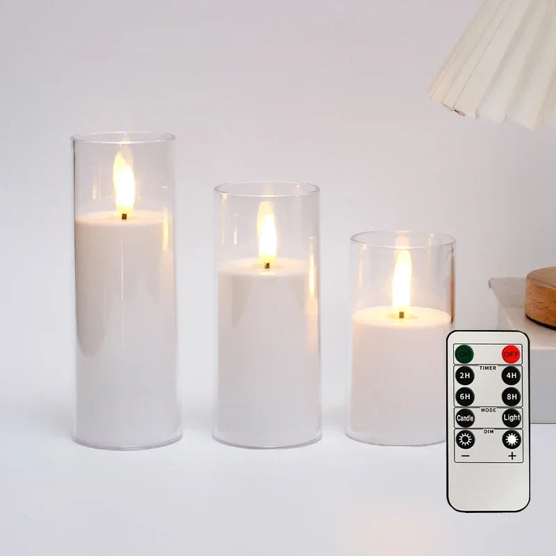 Bougies LED en Verre Acrylique Flamme 3D