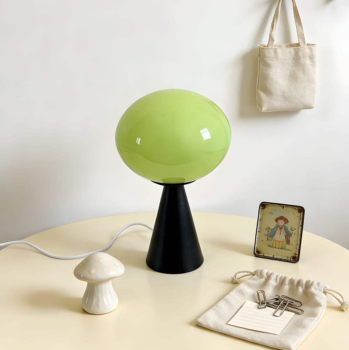 Lampe à Poser Champignon en Verre Coloré
