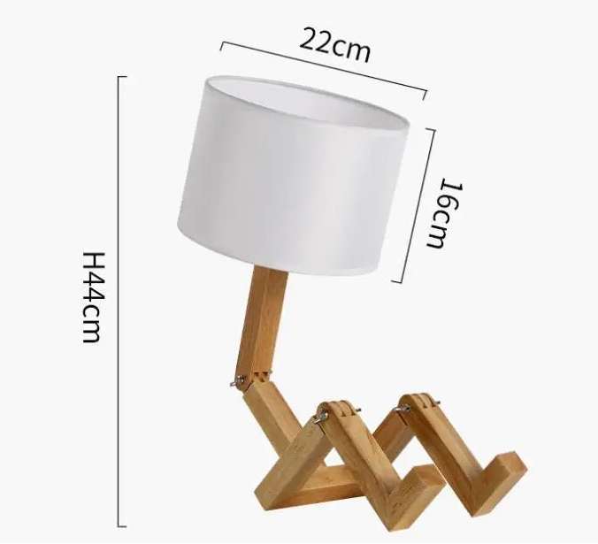 Lampe de Chevet Robot en Bois Articulé