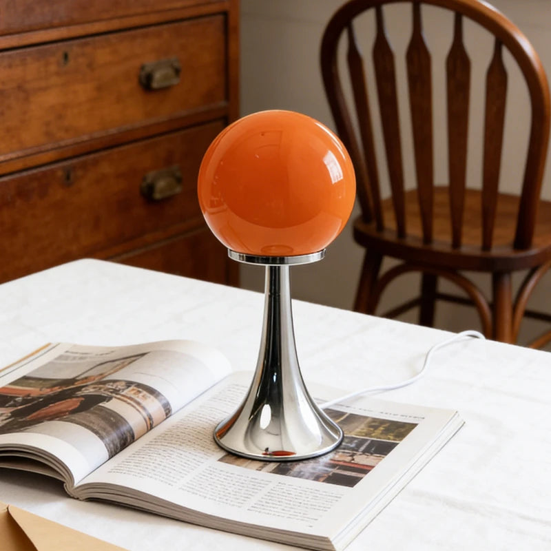 Lampe de Chevet Globe en Verre & Pied Trompette