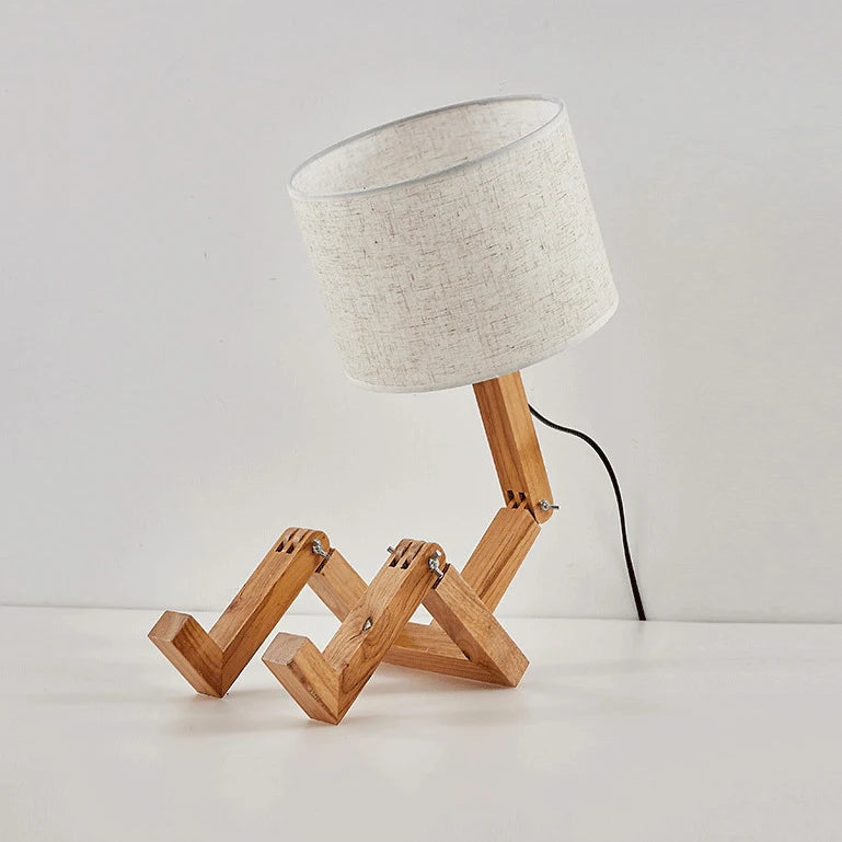 Lampe de Chevet Robot en Bois Articulé