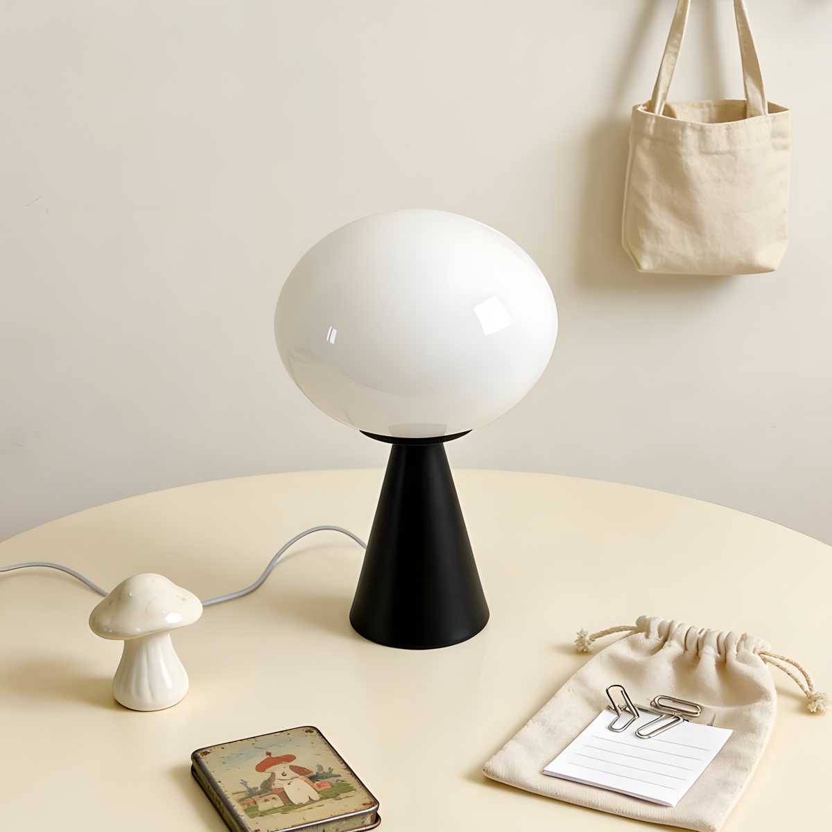 Lampe à Poser Champignon en Verre Coloré