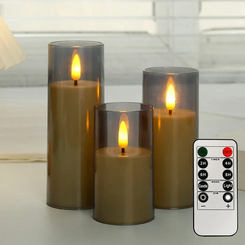 Bougies LED en Verre Acrylique Flamme 3D