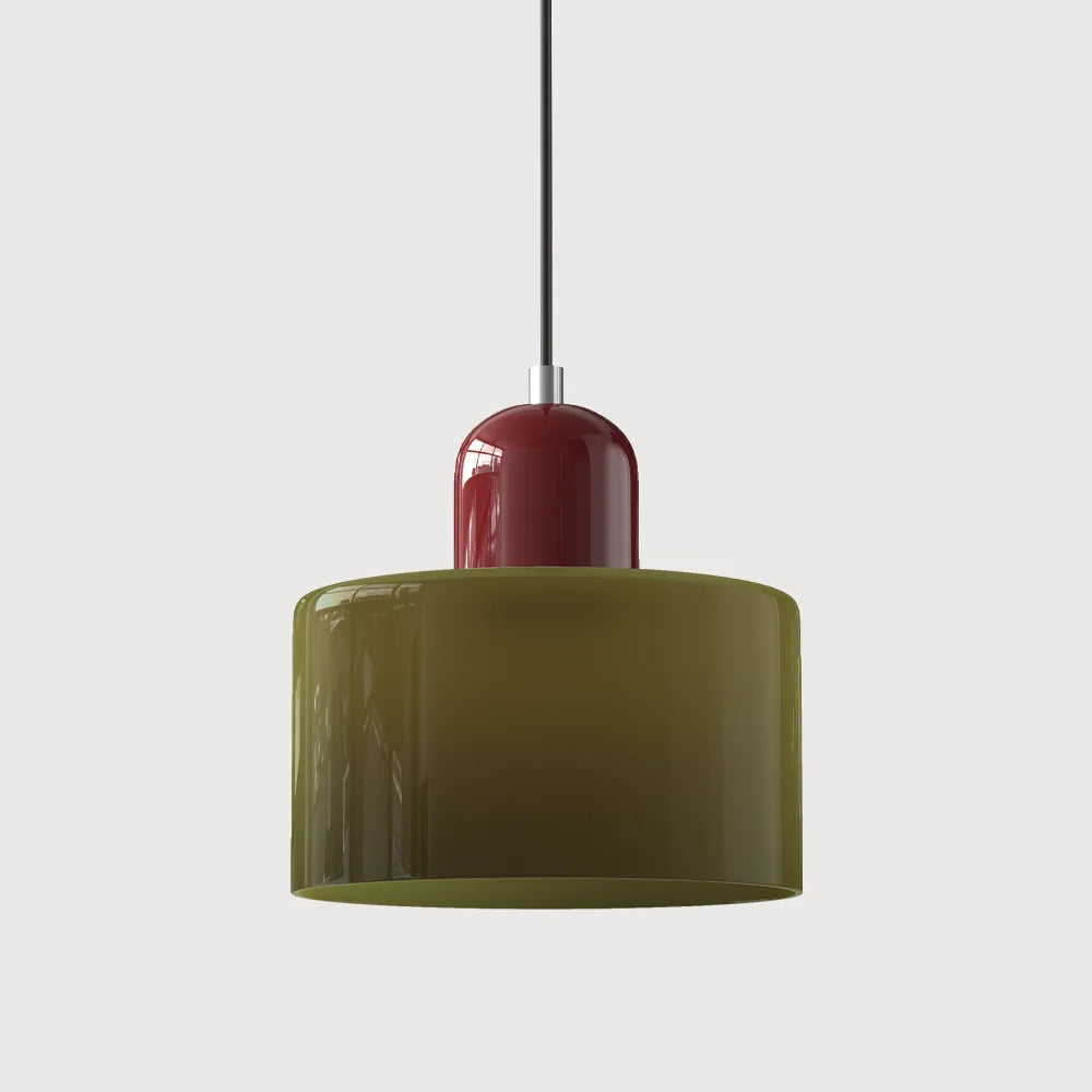 Suspension Design Bauhaus en Verre Coloré