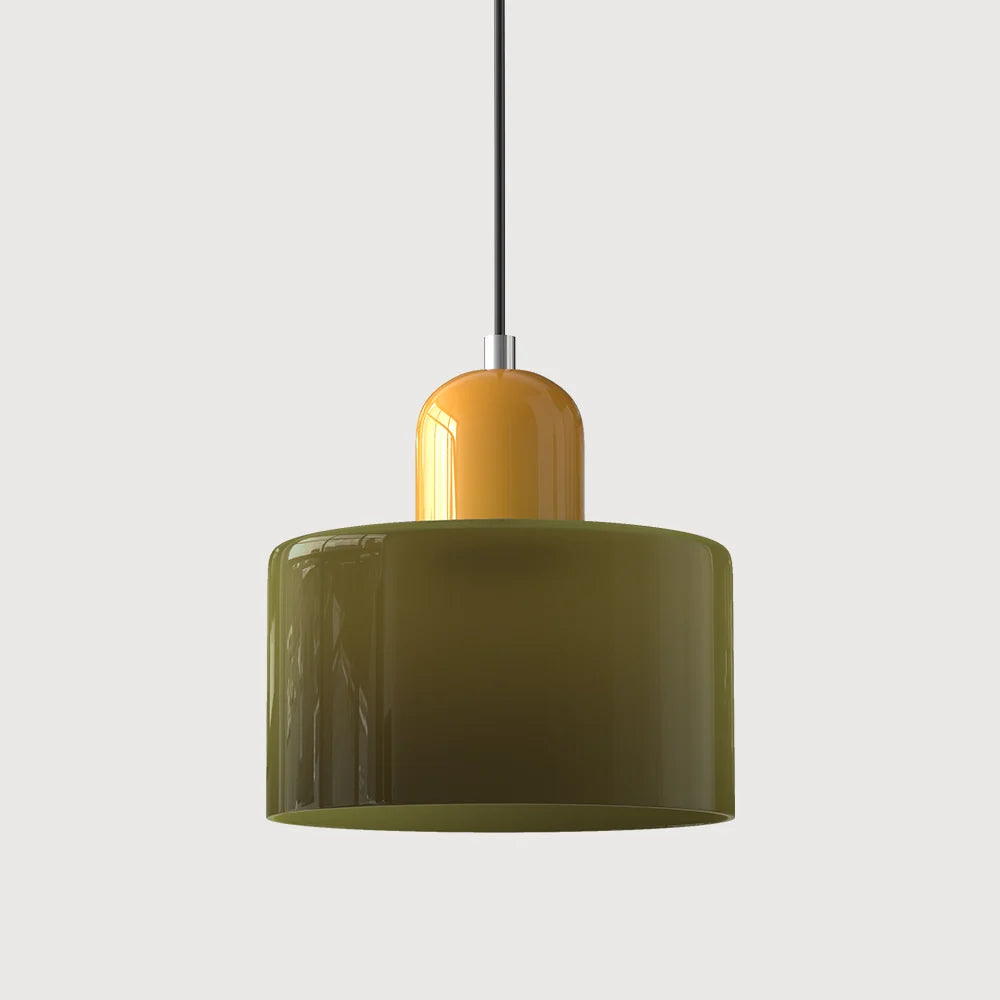 Suspension Design Bauhaus en Verre Coloré
