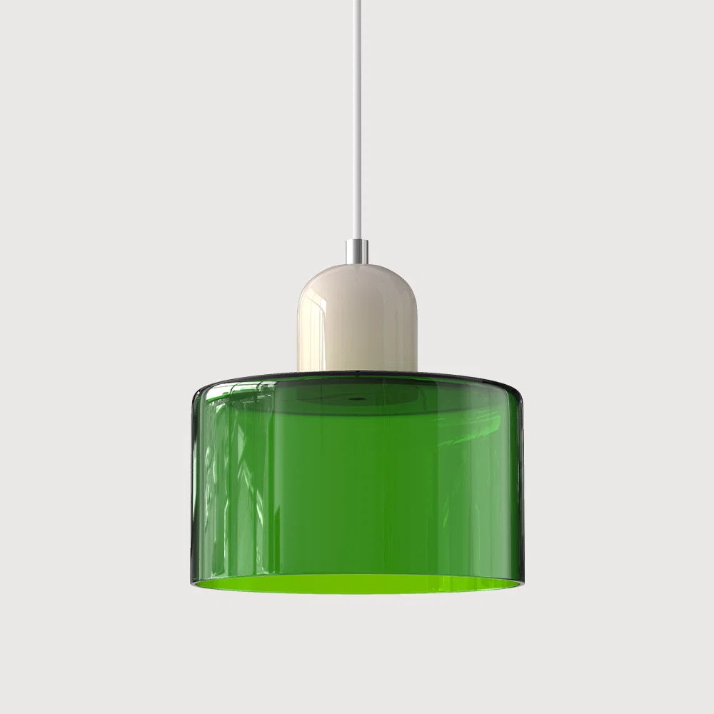 Suspension Design Bauhaus en Verre Coloré
