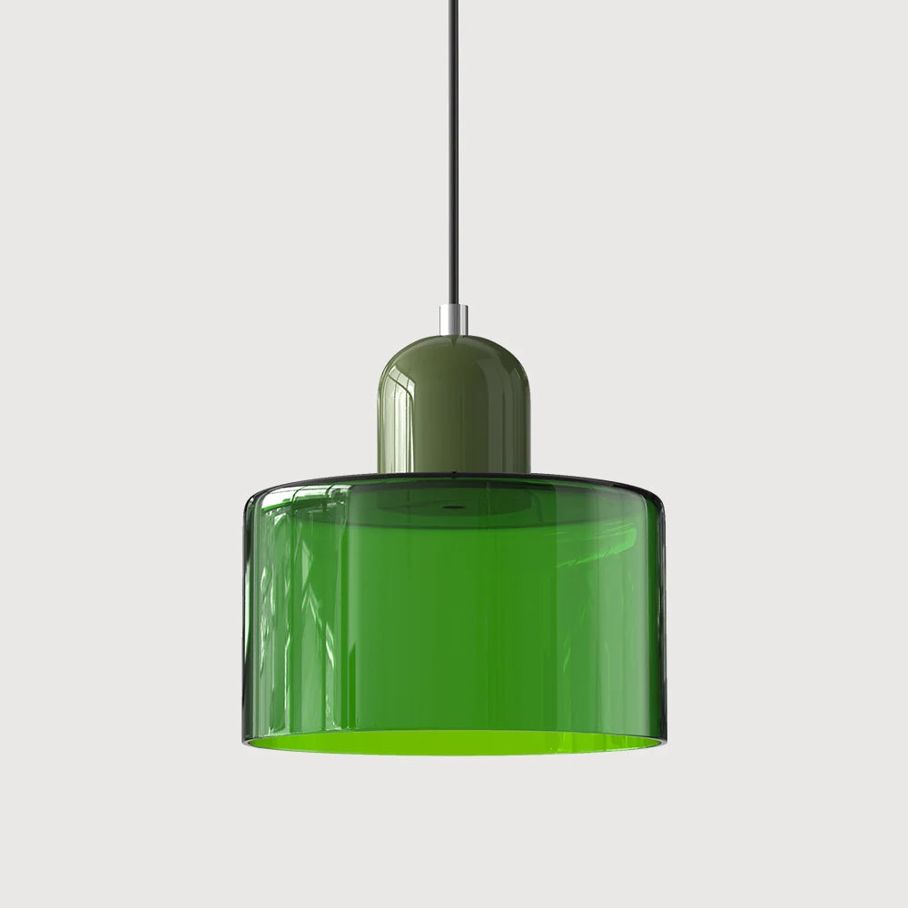 Suspension Design Bauhaus en Verre Coloré