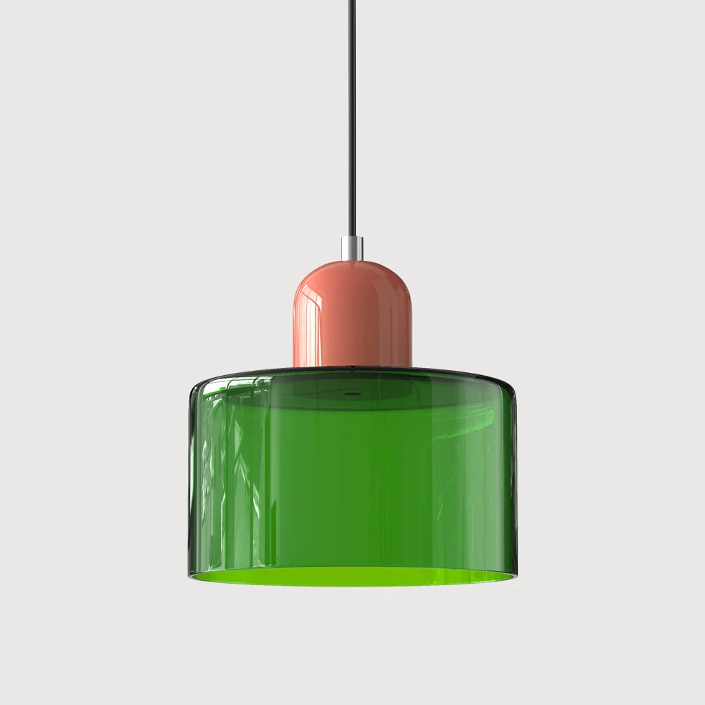 Suspension Design Bauhaus en Verre Coloré