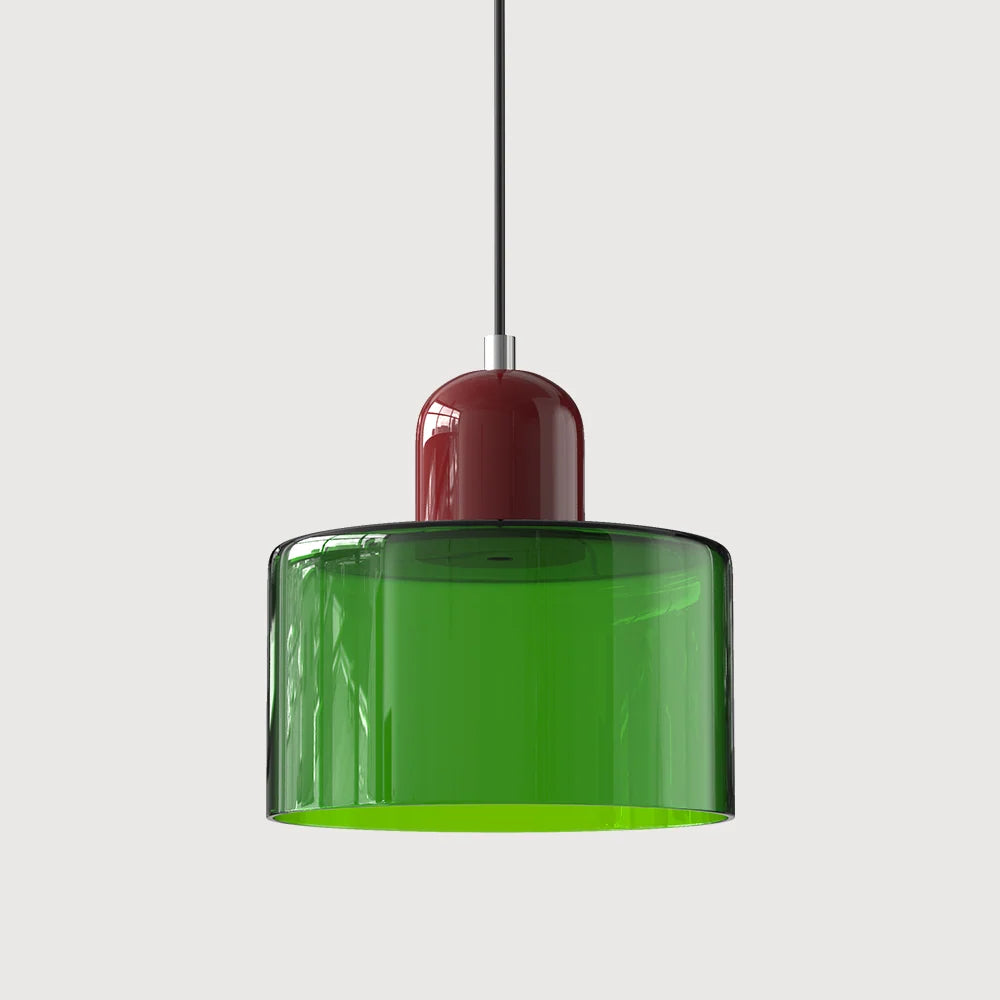 Suspension Design Bauhaus en Verre Coloré