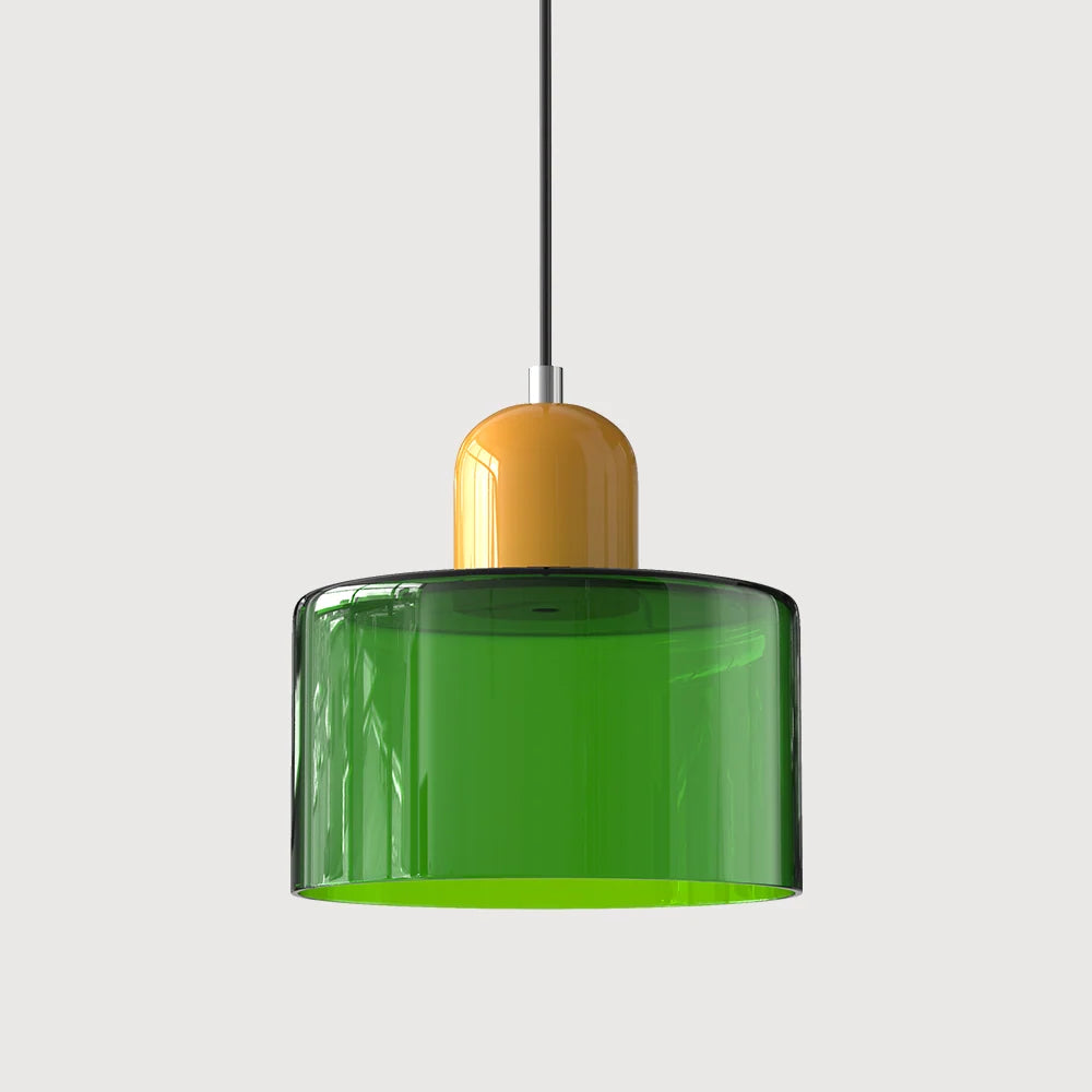 Suspension Design Bauhaus en Verre Coloré