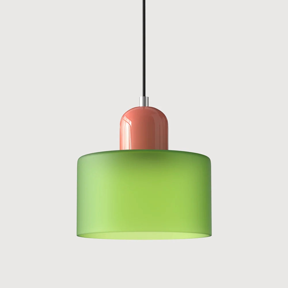 Suspension Design Bauhaus en Verre Coloré