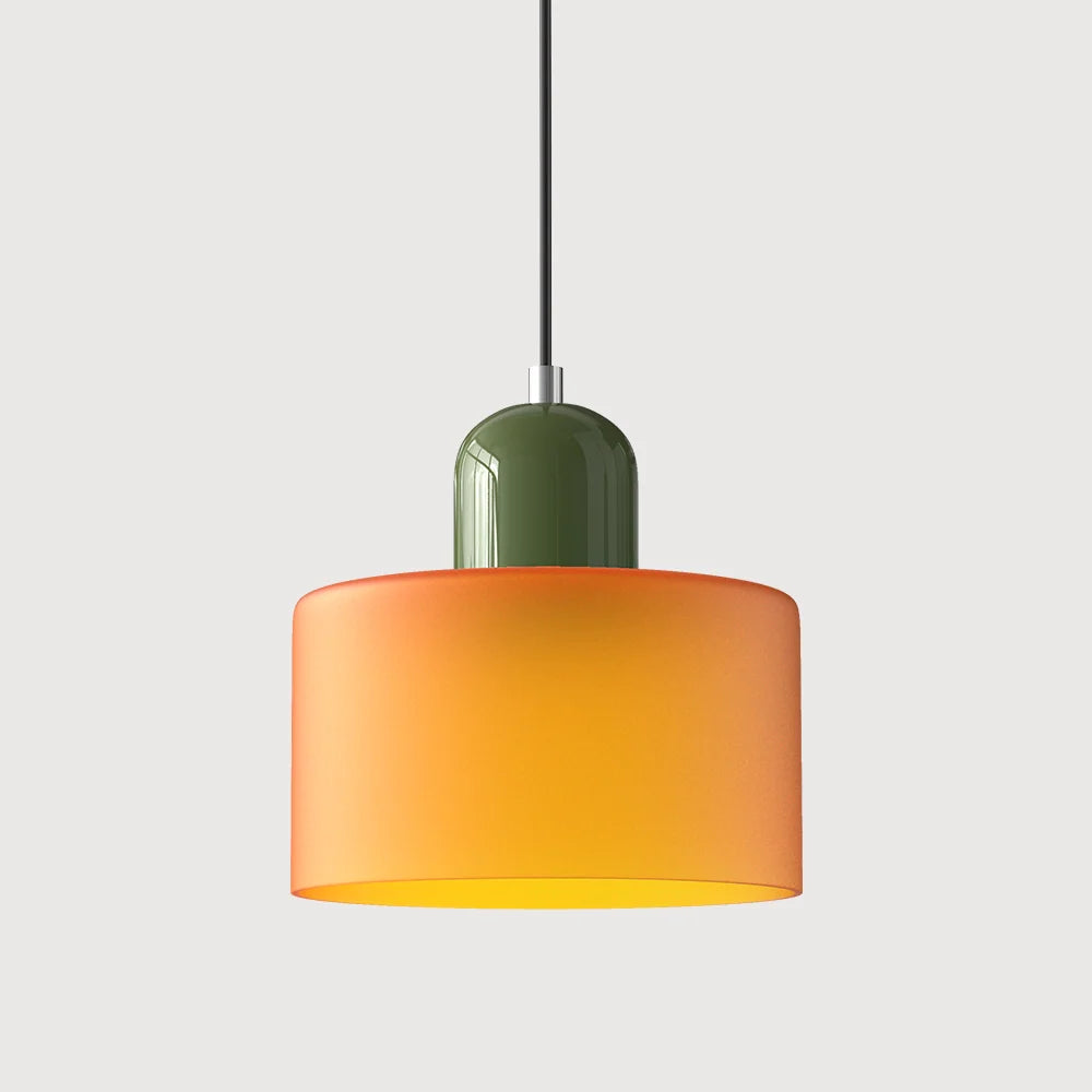 Suspension Design Bauhaus en Verre Coloré