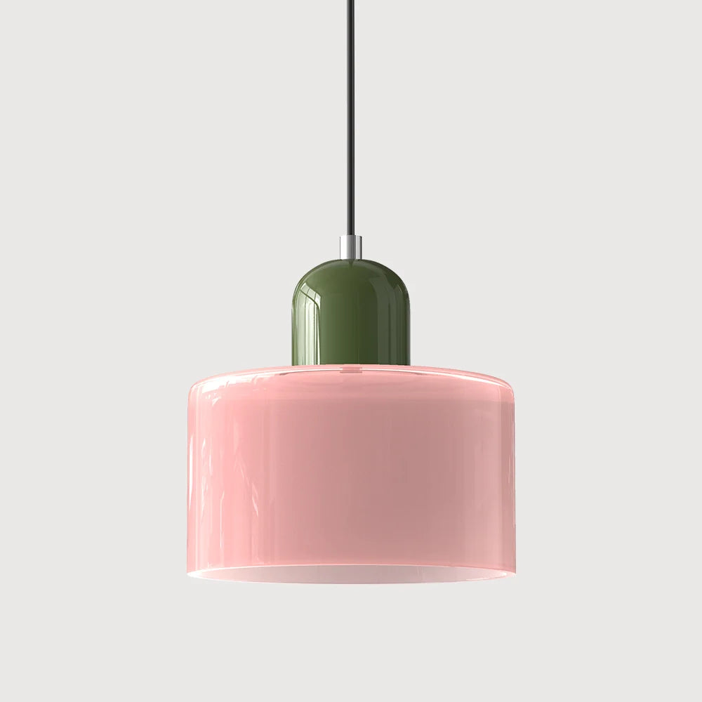 Suspension Design Bauhaus en Verre Coloré