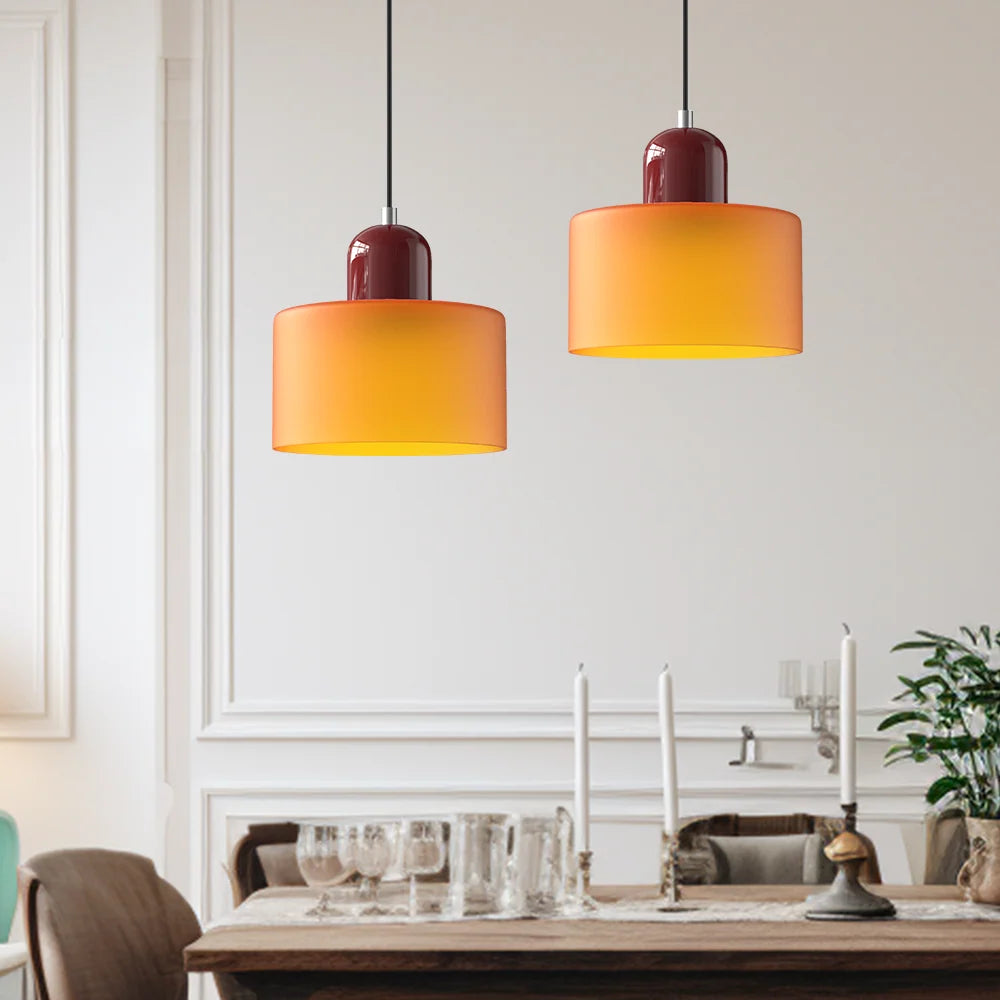 Suspension Design Bauhaus en Verre Coloré