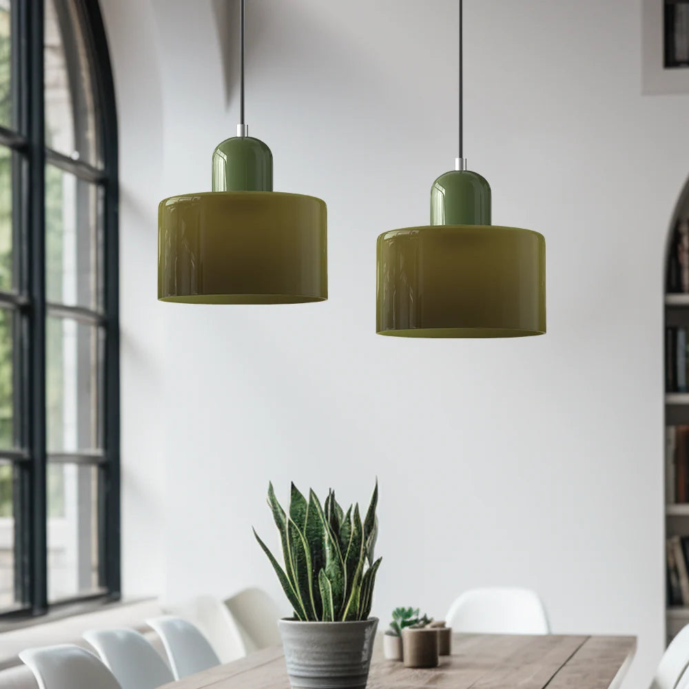 Suspension Design Bauhaus en Verre Coloré