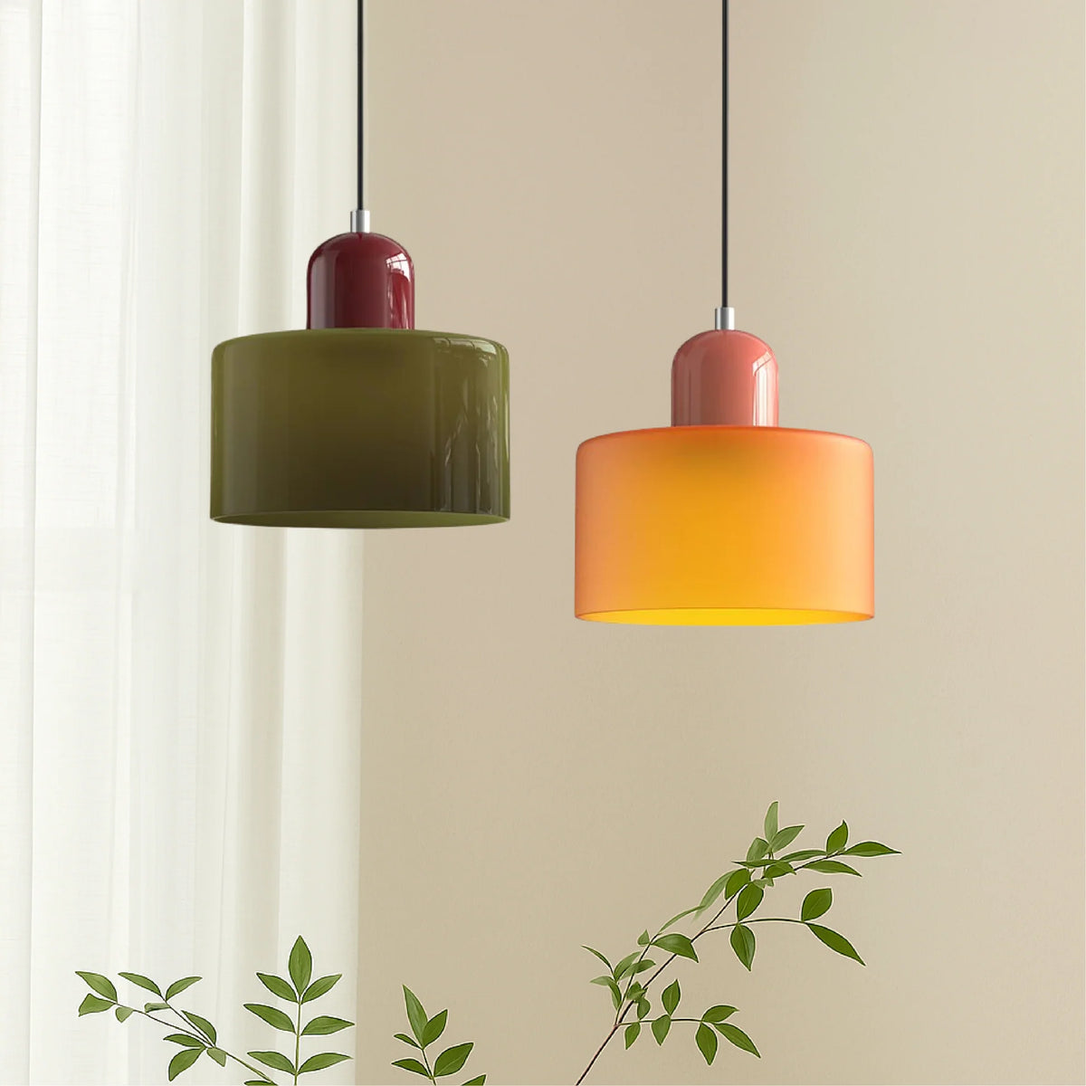 Suspension Design Bauhaus en Verre Coloré