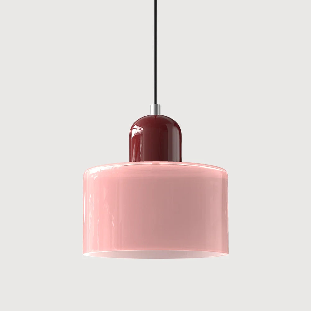 Suspension Design Bauhaus en Verre Coloré