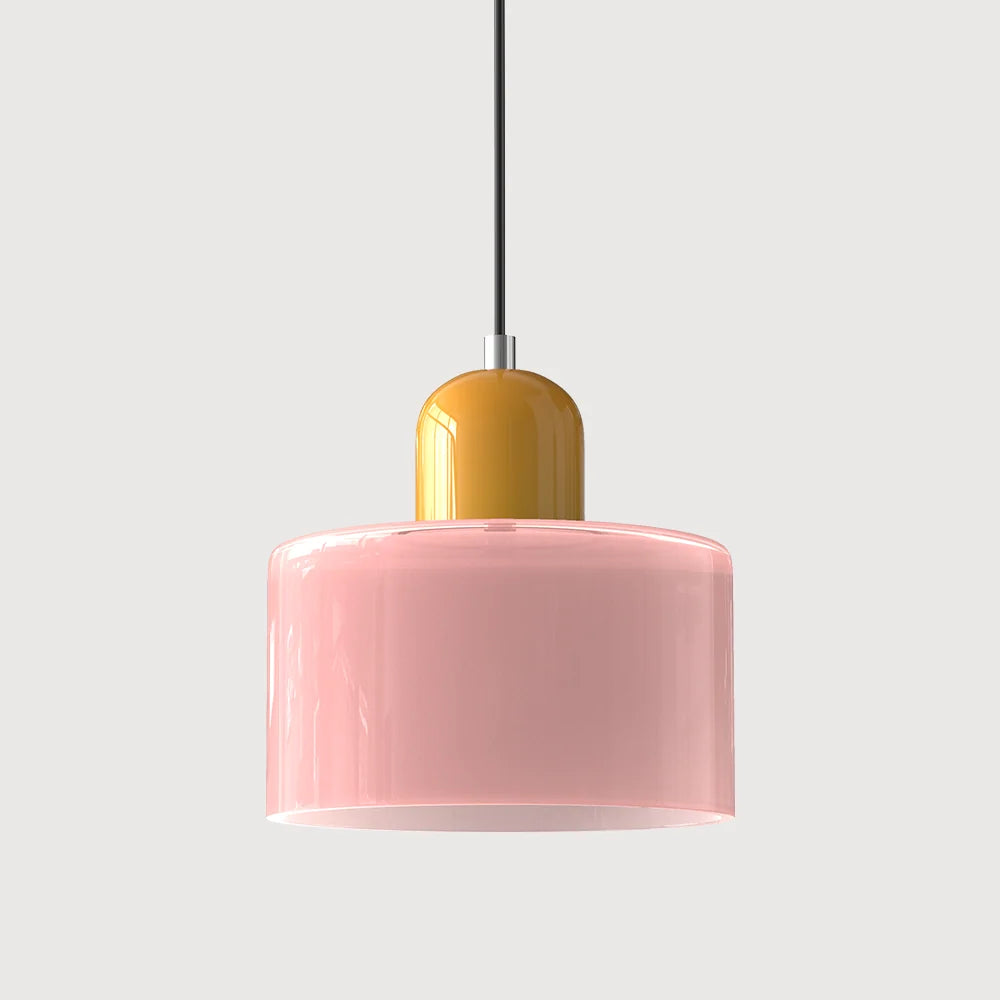 Suspension Design Bauhaus en Verre Coloré