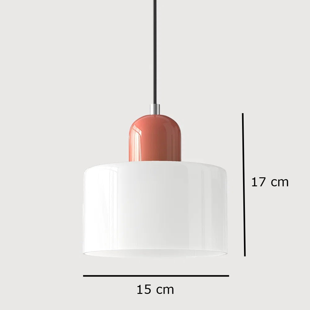 Suspension Design Bauhaus en Verre Coloré